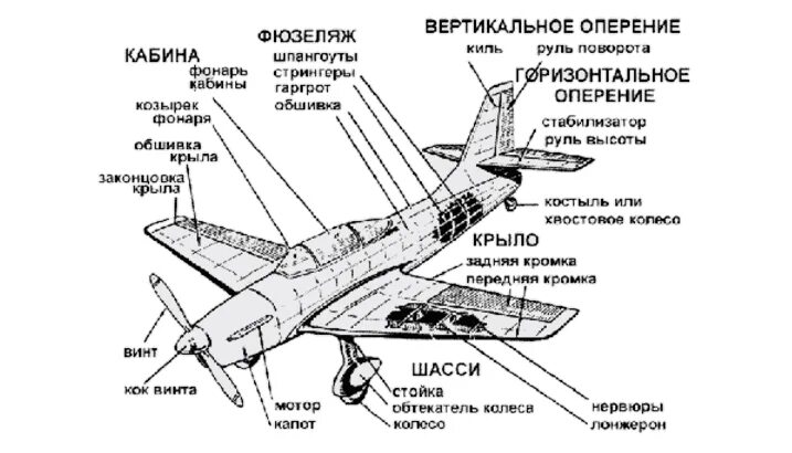 Крыло иллюминатор фюзеляж шасси руль что лишнее
