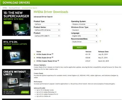 NVIDIA Studio Driver vs. GeForce Game. 