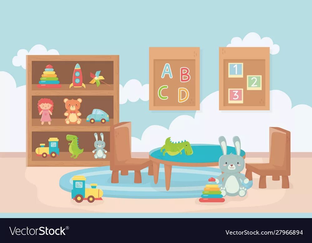 The toys are in the room