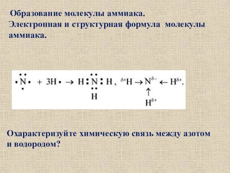 Азот какая связь. Электронная и структурная формула аммиака. Схема образования молекулы аммиака nh3. Электронная формула молекулы аммиака nh3. Изобразите электронные формулы молекул аммиака nh3.