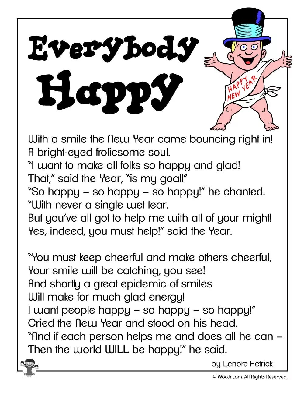 Everybody be happy. Poems about Happiness for Kids. Caught smile.