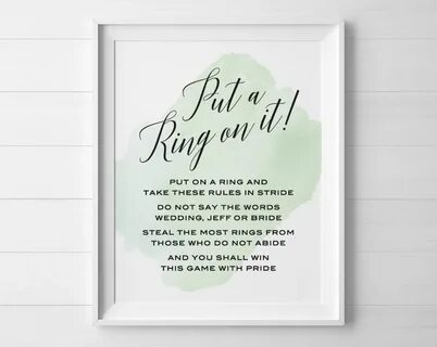 Bridal shower ring game sign