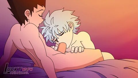 luckylui, gon freecss, killua, hunter x hunter, animated, bed, closed eyes,...