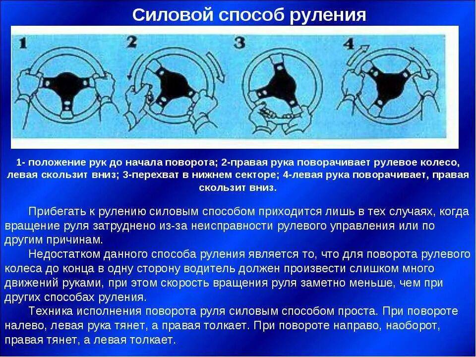 Вращение рулевого колеса. Положение руля и колес. Правильный поворот руля. Техники руления. Градус поворота руля