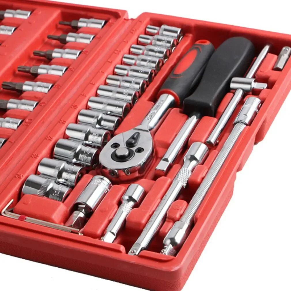 Набор головок для автомобиля. Набор инструментов 46 шт. Socket Wrench Set набор головок. Набор инструментов автомобильный 46 предметов. Набор головок 1/2 с гаечными ключами 46 предметов.