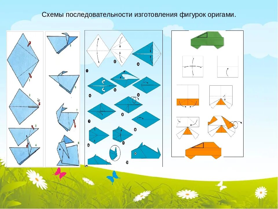 Оригами схемы. Оригами для дошкольников. Оригами по схеме. Оригами в старшей группе детского сада. Задания оригами