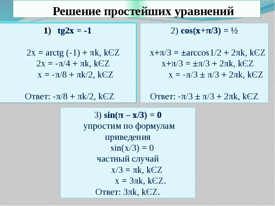 Уравнение tg 2x 1 0