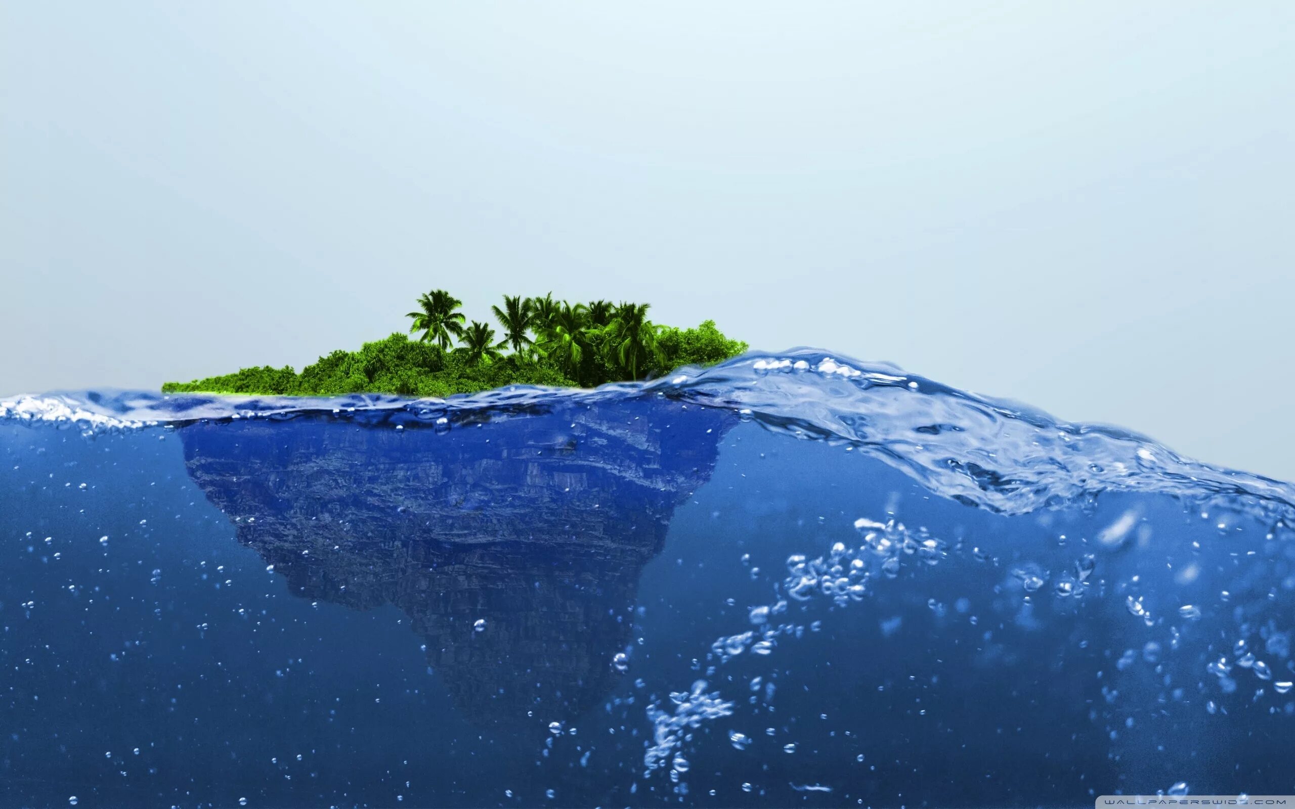 Остров в океане. Плавающие острова в океане. Вода на земле. Вода и суша. Участок суши в океане