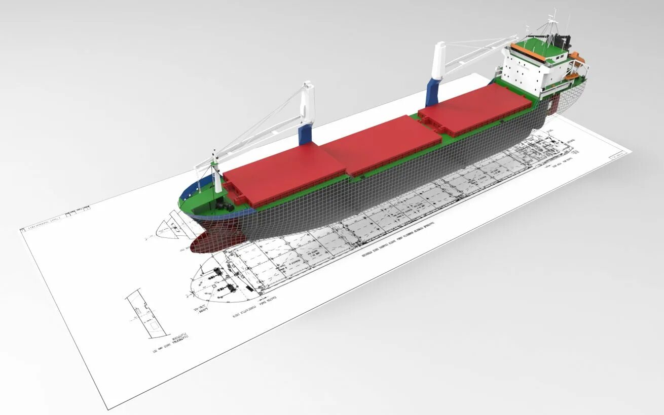 Designing ships. Проектирование судов. Дизайн и проектирование судов. Баржа Тип РДБ-12. Срезка в проектировании судов.