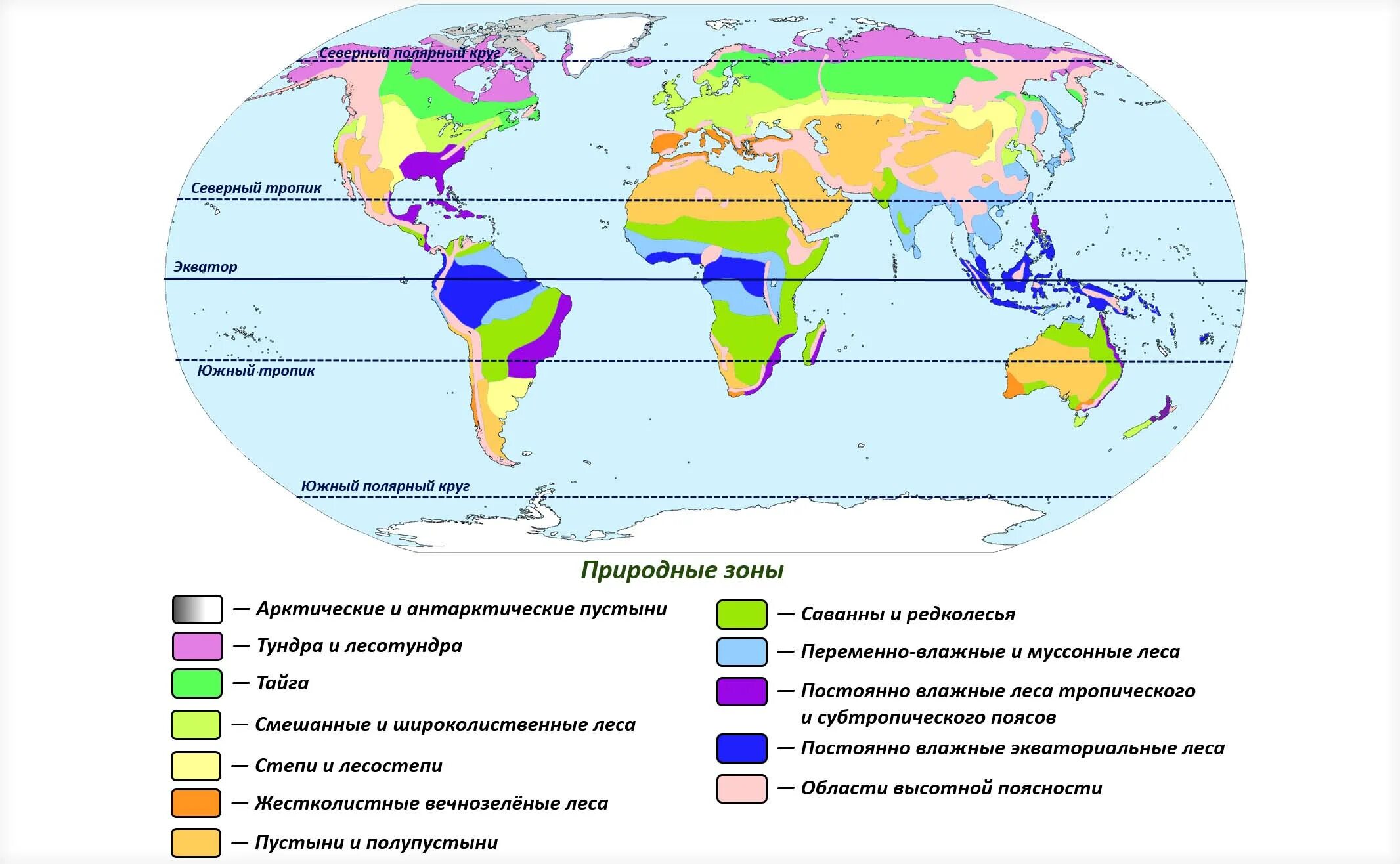 Природные зоны земли карта. Географическая карта с природными зонами