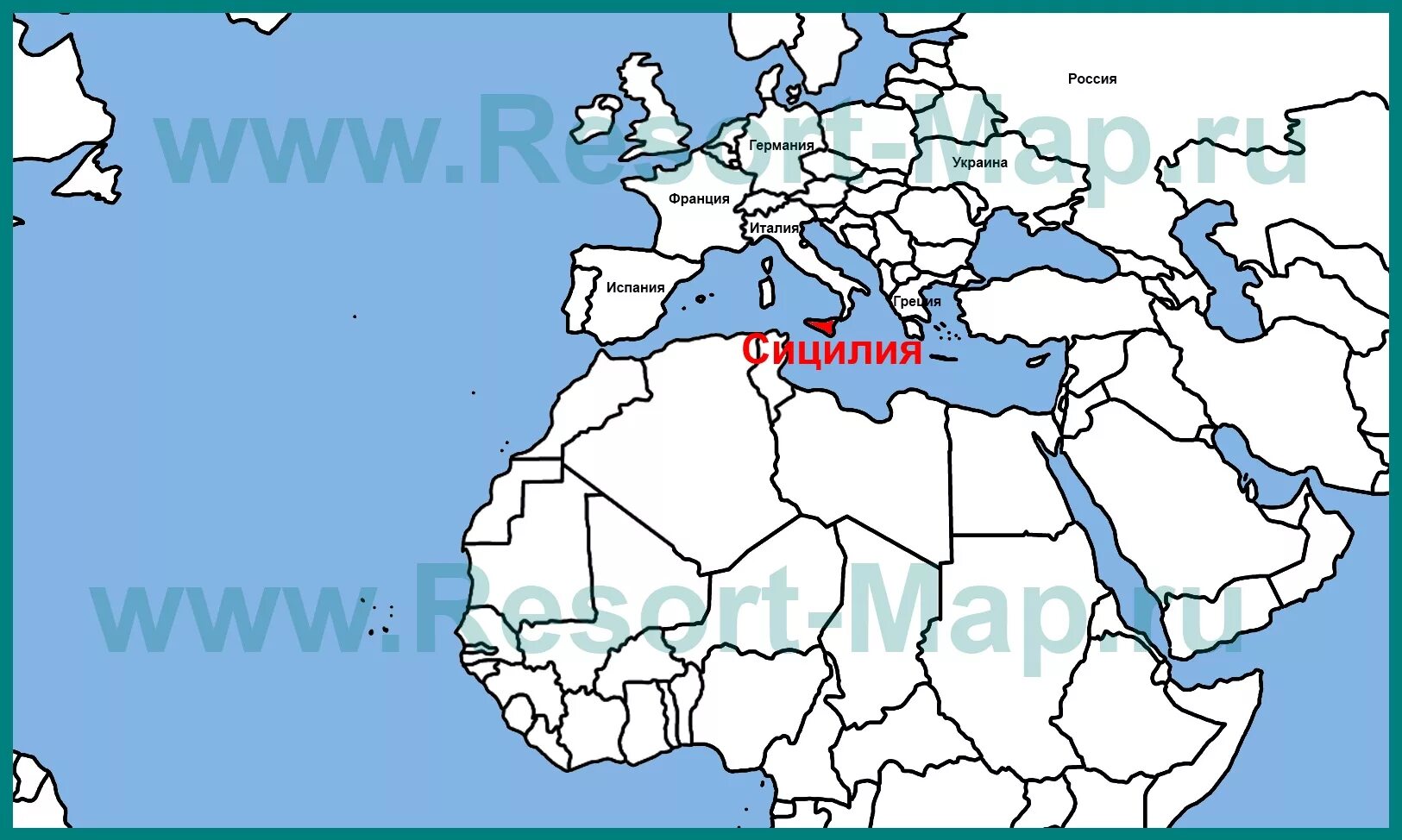 Остров Сицилия на карте. Остров Сицилия на карте Евразии.