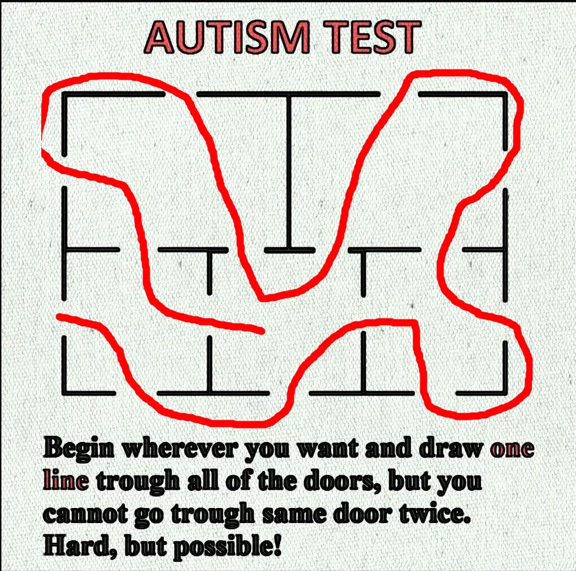 Тест на аутистические расстройства. Тест на аутизм. Решение теста на аутизм. Тест на аутизм решение. Головоломка с дверьми и одной линией.