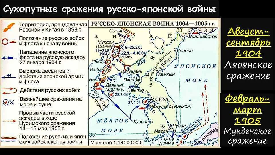 Битвы русско японской войны 1904-1905. Битвы русско японской войны 1904-1905 на карте. 1905 какое сражение