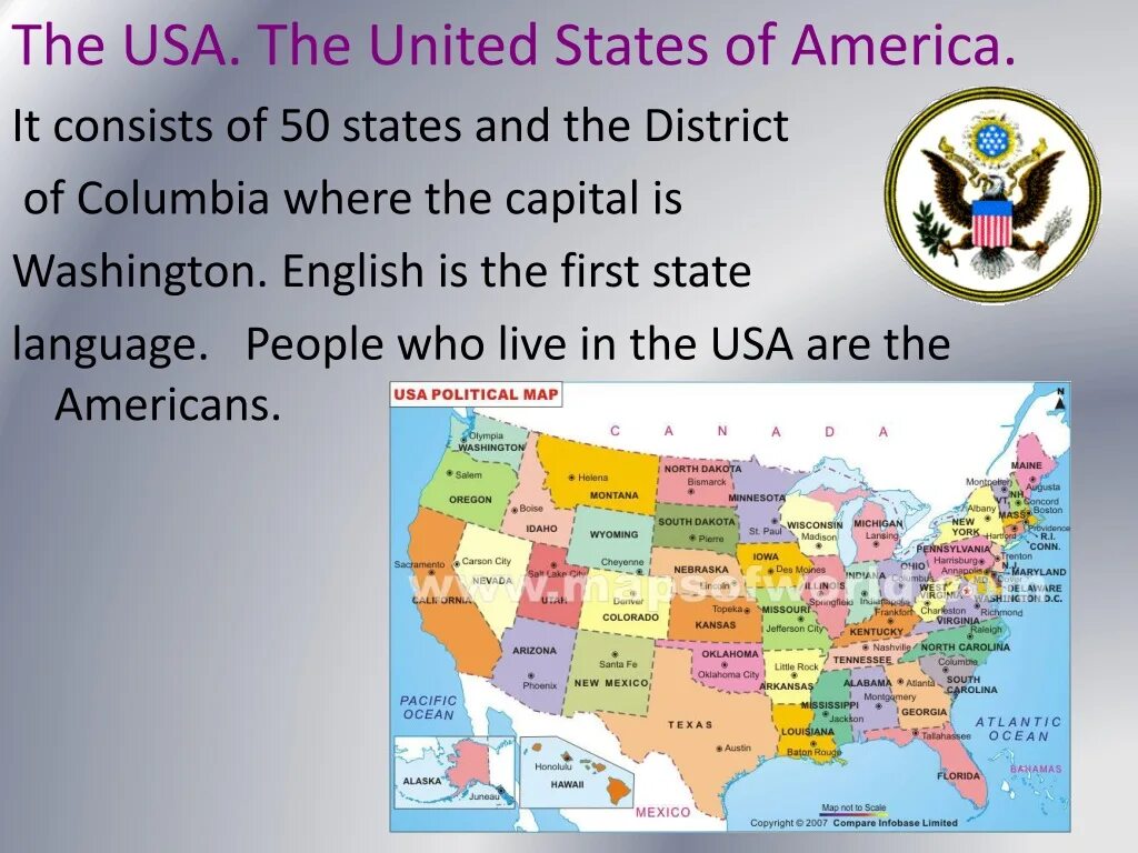 The United States of America текст. The USA consists of. Languages and Countries презентация. English speaking Countries презентация.