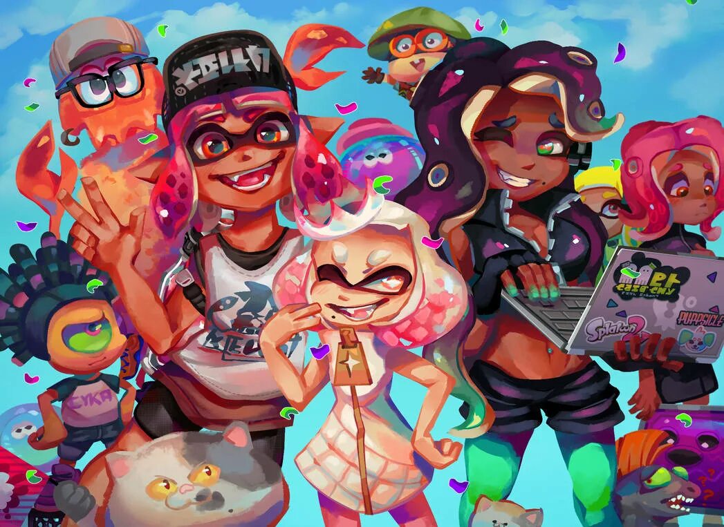 Splatoon 3 side order. Сплатун 3. Сплатун персонажи. Осьмолинг сплатун. Splatoon2 мерч.