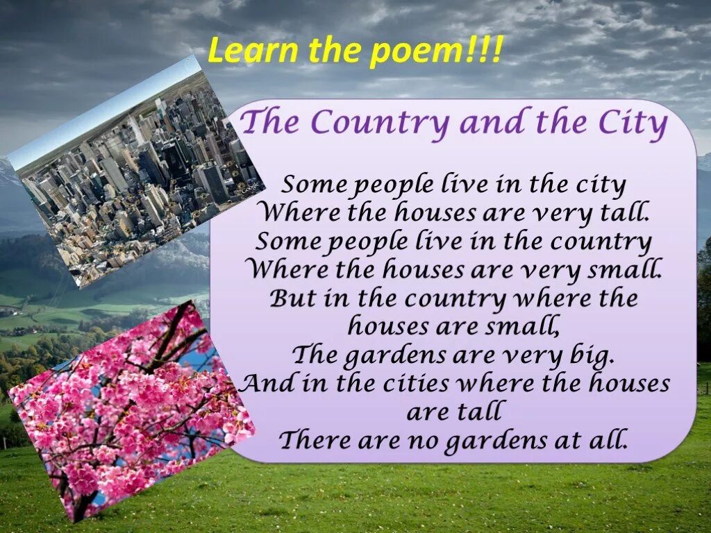 Стихотворение the Country and the City. City Life and Country Life. Презентация на тему "City Life". City Life Country Life презентация.