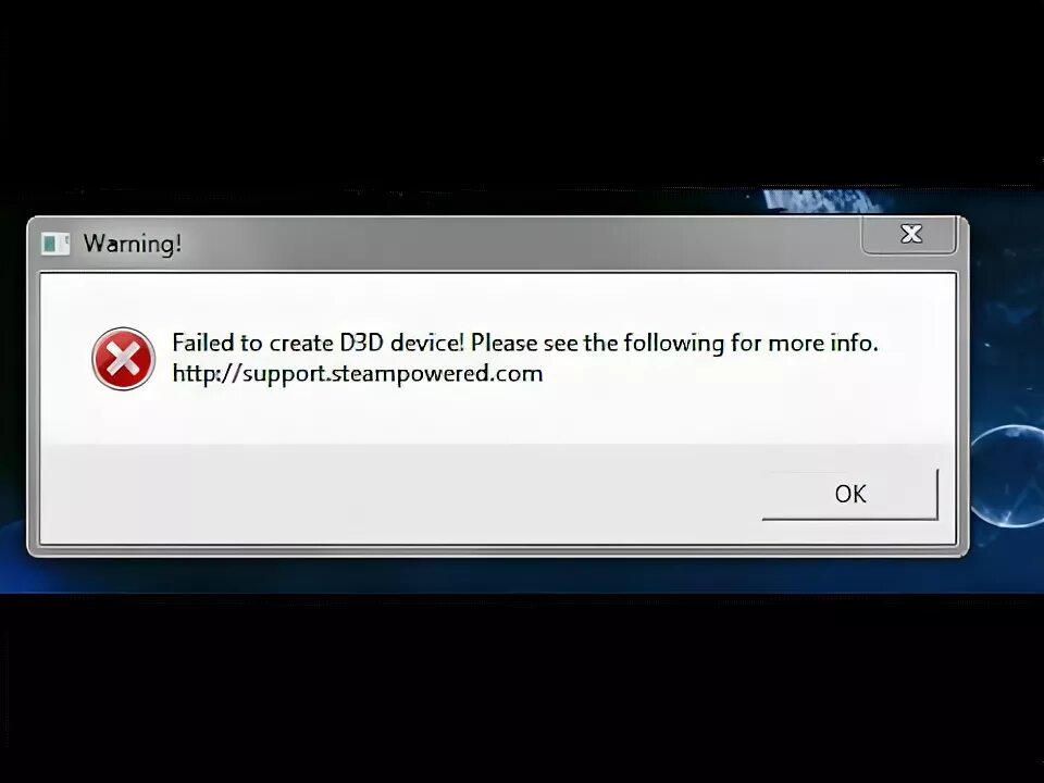 Failed create game. Ошибка создания d3d устройства. Failed to create d3d device. Как исправить ошибку failed to create d3d. Failed creating the direct3d device варфейс.