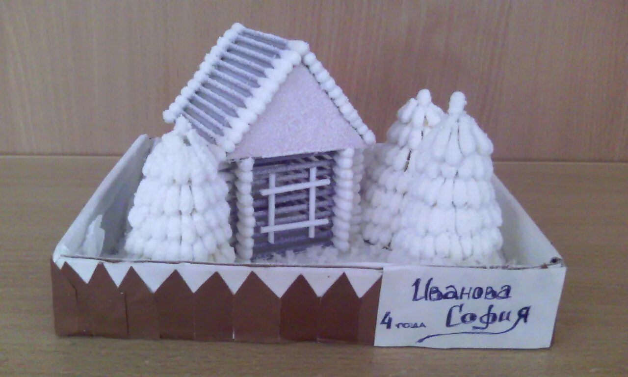 Домик из ушных. Домик из ватных палочек. поделка домик из ватных палочек на новый год. домик из ушных палочек новогодняя. снежный домик из ватных палочек.
