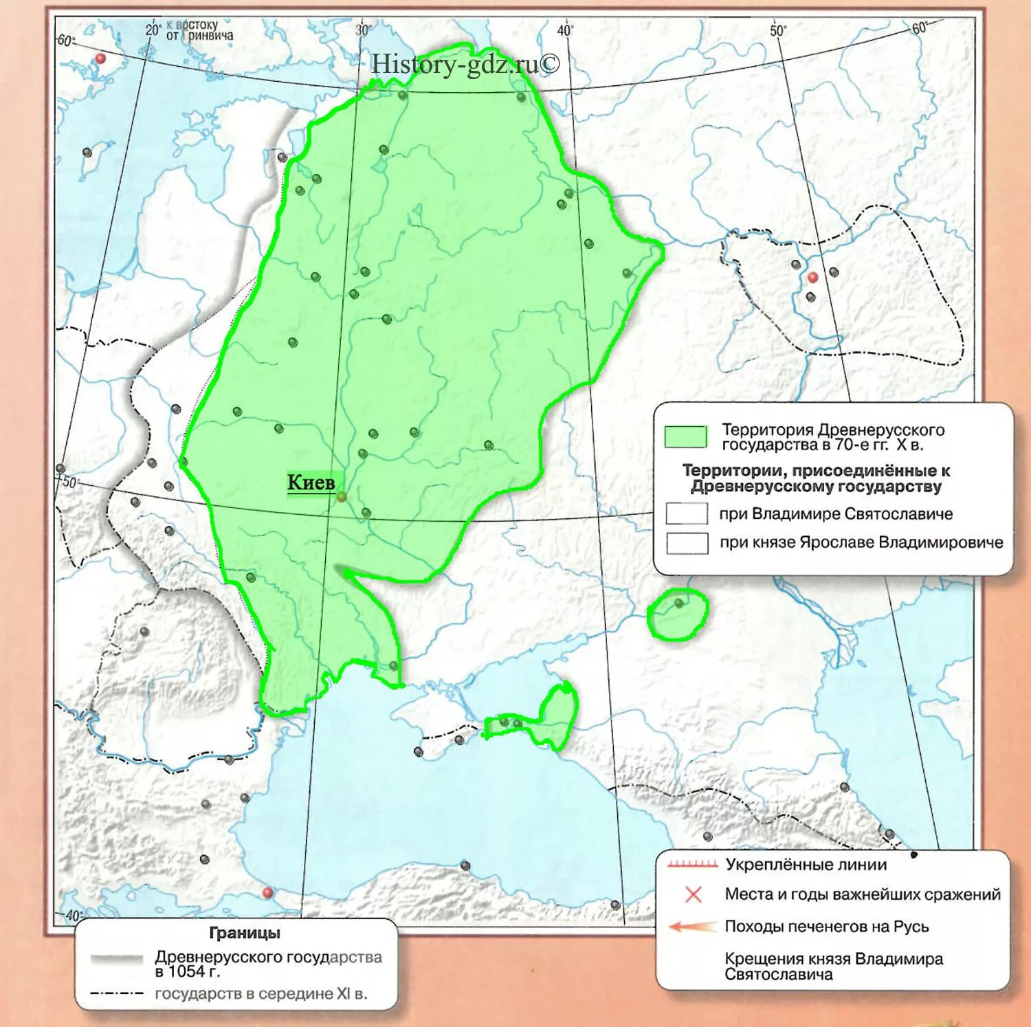 Граница древнерусского государства в 1054. Территория древнерусского государства в 70 гг 10 века. Карта границы древнерусского государства 1054. Границы древнерусского государства в 70-е годы 10 века.