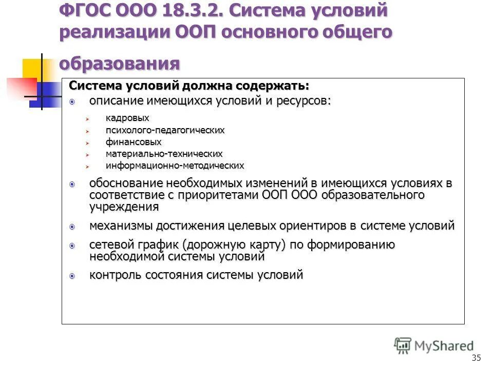 Требования к основным образовательным программам ооо