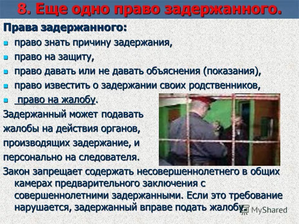 Насколько задерживается. Прова человекапри задержание.