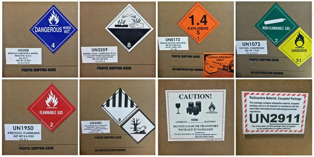 Non packaged. Un3082. Этикетка карго. Наклейки IATA. Dangerous goods package.