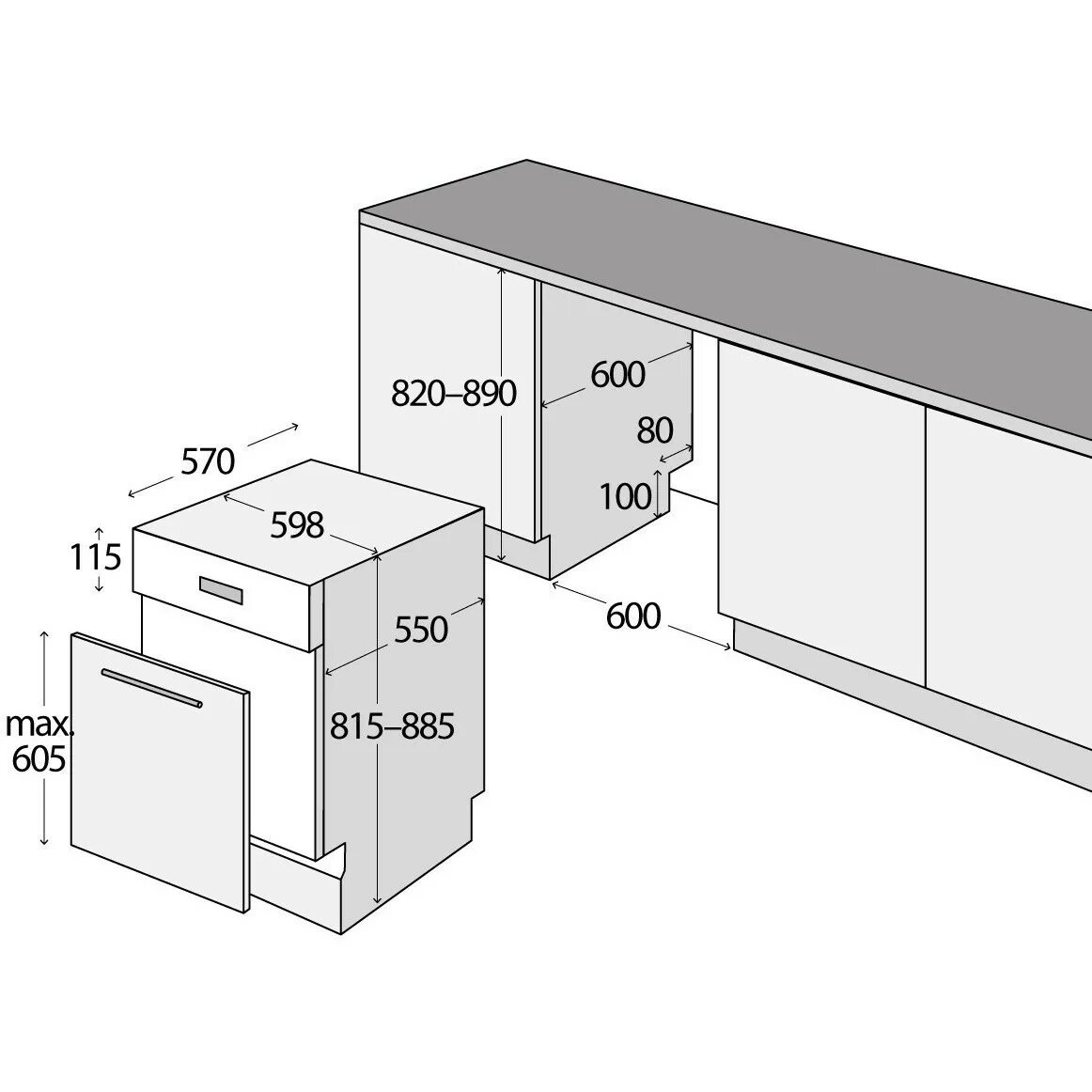 Размеры посудомоечных шкафов. Посудомоечная машина 45 см встраиваемая схема встраивания. Посудомоечная машина Concept mnv6760. Встраиваемая посудомоечная машина 45 габариты под столешницу. Модуль под посудомоечную машину 60 см встраиваемая.