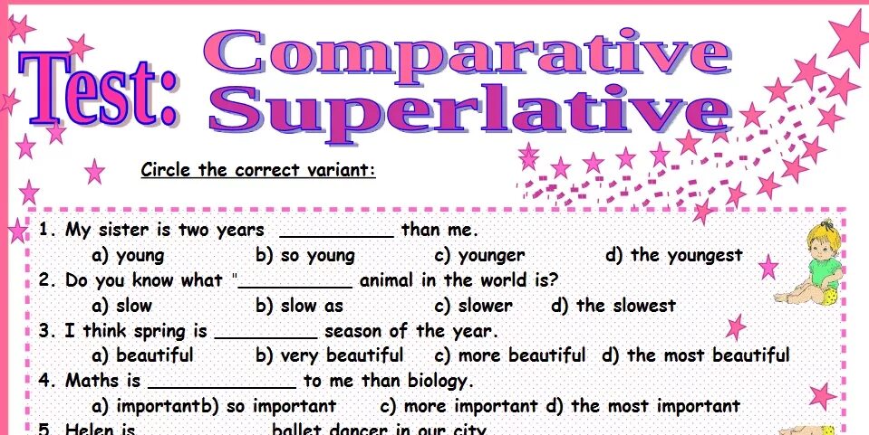 Comparatives Test. Test Comparative Superlative my sister. Comparatives and Superlatives Test. My sister is.