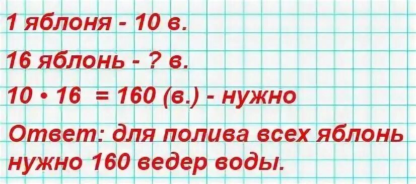 В саду 16 яблонь под каждое дерево нужно вылить по 10 вёдер воды. В саду 16 яблонь под каждое дерево. Под каждое дерево нужно вылить по 10 ведер воды. В саду 16 яблонь под каждое дерево нужно вылить по 10.