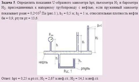 Определить показания манометра