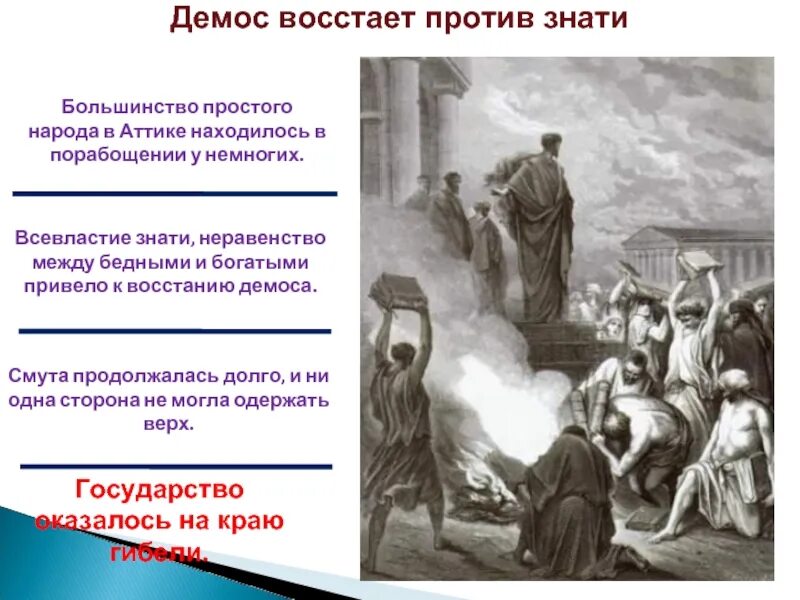 Чем солон облегчил простого народа. Зарождение Афинской демократии. Восстание демоса в Афинах. Демократия в Афинах. Демос восстает против знати.