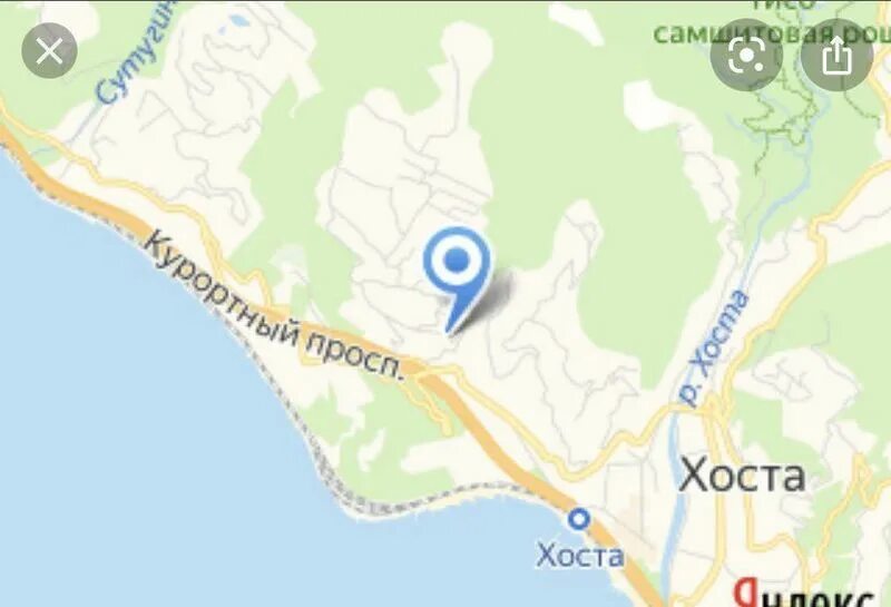 Хоста улицы на карте. Хоста улицы на карте