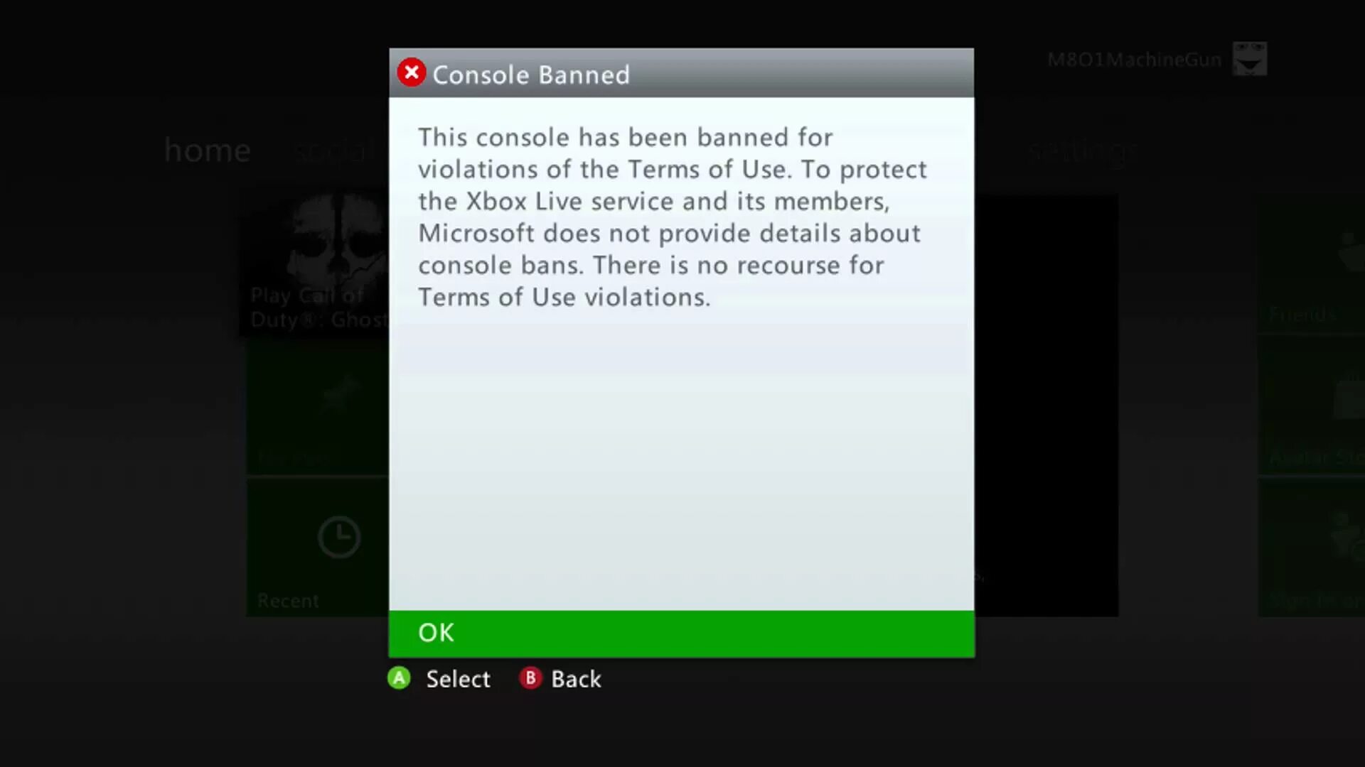 Ошибка входа xbox live. Бан консоли Xbox. Консоль Xbox Live. Xbox 360 консоль заблокирована. Как выглядит бан консоли Xbox.