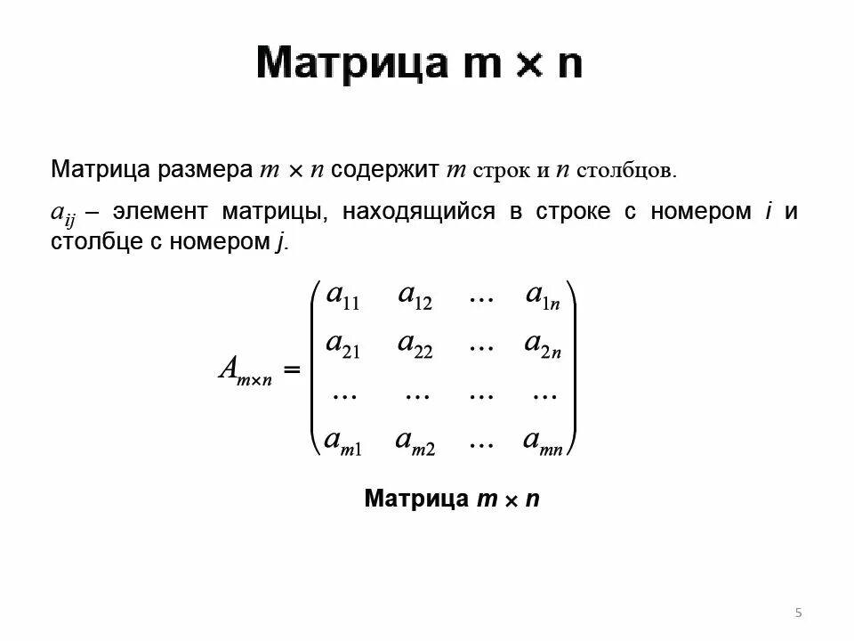 Элементы первой строки матрицы