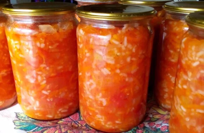 Перец с рисом на зиму. Салат лечо с рисом на зиму. лечо с рисом.