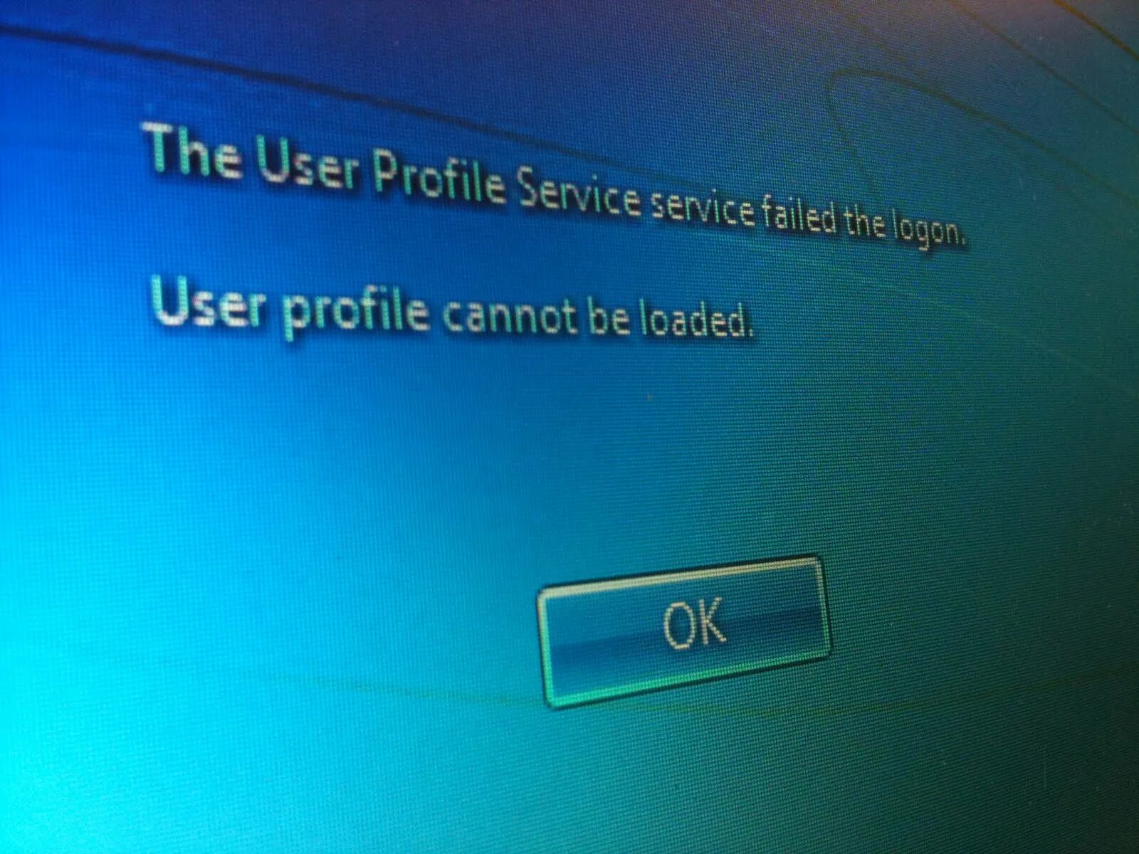 Fix user. User profile service failed the Logon. User profile cannot be loaded. User profile service. Login failed. User profile service 1530.