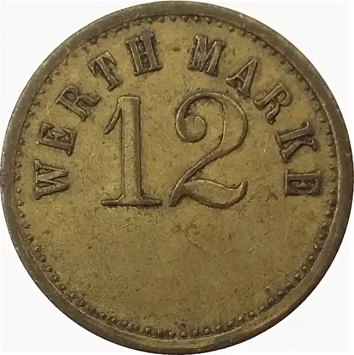 Werth Marke. 25 Pfennig Werth Marke +Concordia. Германия 1871 жетон. Werth Marke 300.