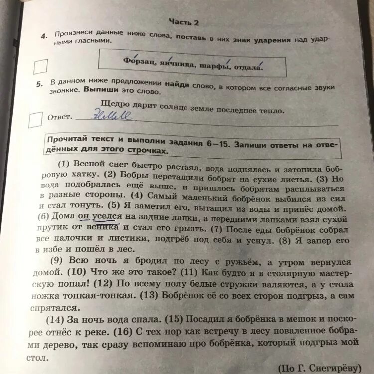 Текст Бобренок. Ответы по тексту ниже. Прочитайте текст и выполните задания. План текста из 3 пунктов.