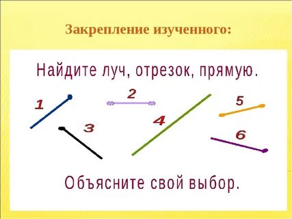 Карточка луч отрезок прямая 1 класс