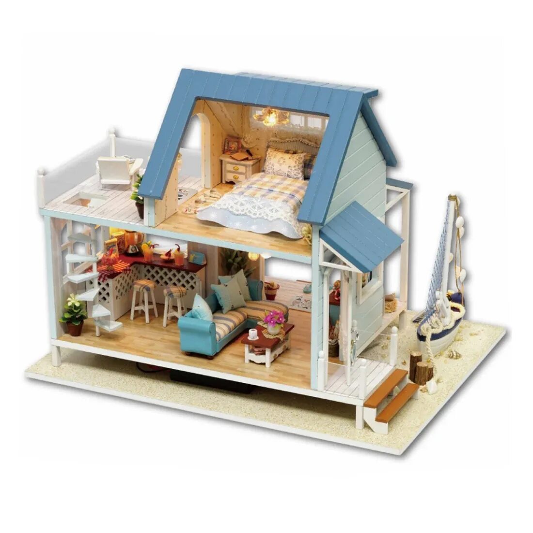 Домик для сборки. Dollhouse Miniature кукольный домик. DIY House дом игрушка Mini. Румбокс Caribbean. Румбокс вилла у моря.