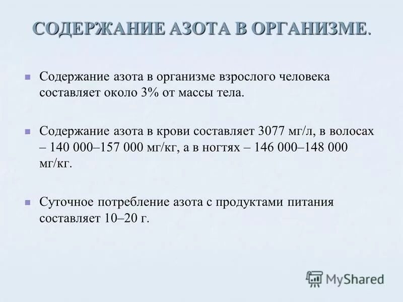 Содержание азота в воде