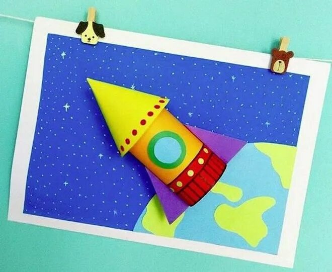 Космос из бумаги. Аппликация космос. Поделка ко Дню космонавтики. Аппликация космос для детей.