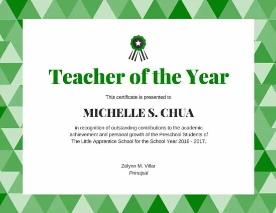 Best teacher of the year Award. The best teacher of the month. AWARDIN papar the best teacher.