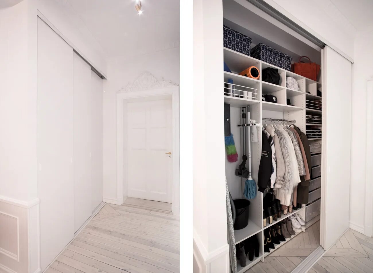 Вместительная гардеробная. Гардеробная из кладовки. Идеальный шкаф. Elfa гардеробная в маленькой комнате. Хранение вещей в шкафу.