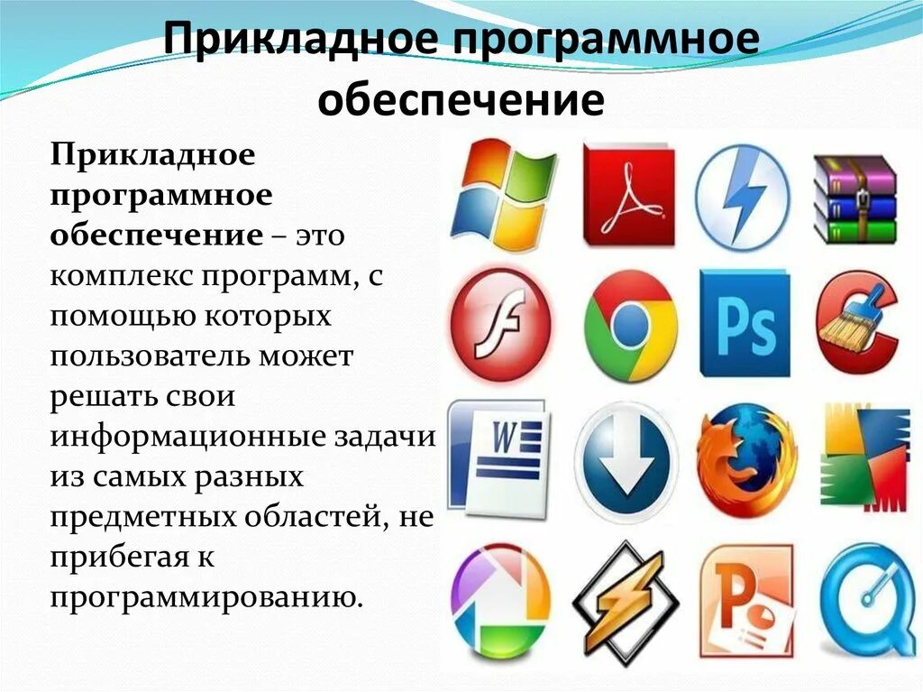 Урок компьютерные программы. Программы прикладного программного обеспечения. Прикладное программное обеспечение определение. Прикладное программноеобемпечкние. Пр14раммн1е 1беспечение.