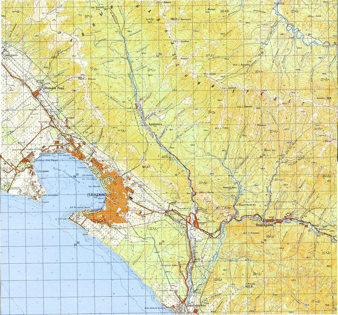 Топографическая карта Геленджикского района. Карта рельефа Геленджика. Физическая карта Геленджикского района. L 37 3