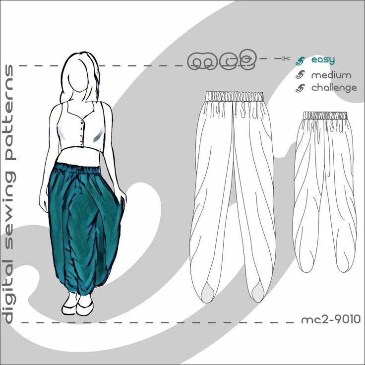 Брюки саронг выкройка Harem Pants Template