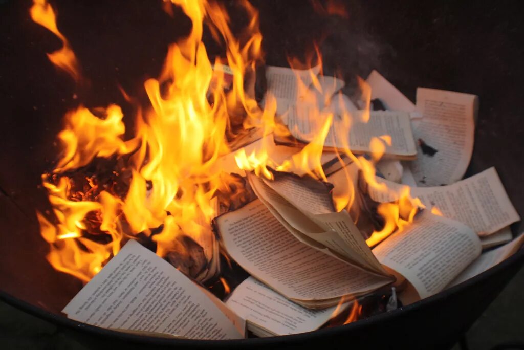 В огне том 1. Горящая бумага. Горящие книги. Горящая книга.