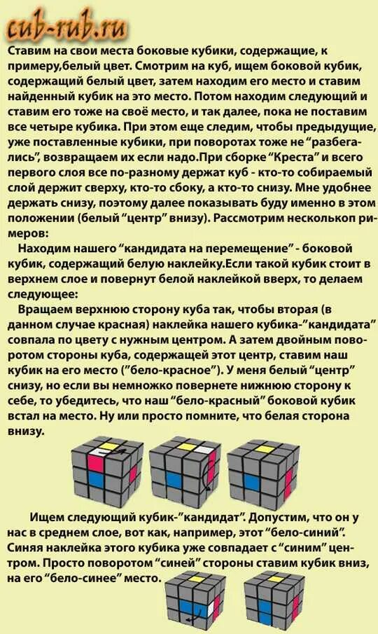 Алгоритм сборки кубика Рубика 3x3. Формула сборки кубика Рубика 3х3. Схема сборки кубика Рубика 3х3 для начинающих. Алгоритм кубика Рубика 3х3.