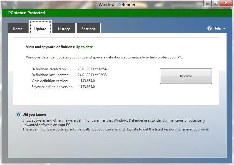 Click update